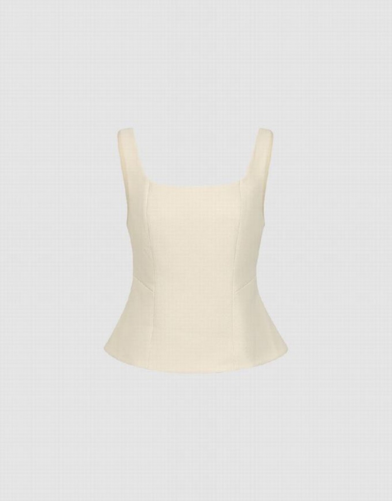 Beige Urban Revivo Square-cut Collar Women's Camisole | 92703VYFG