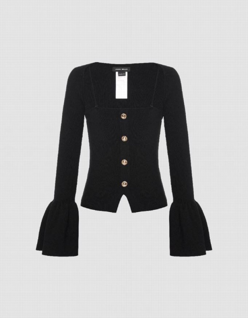 Black Urban Revivo 2 In 1 Square-cut Collar Knitted Women's Cardigan | 09641YPAI