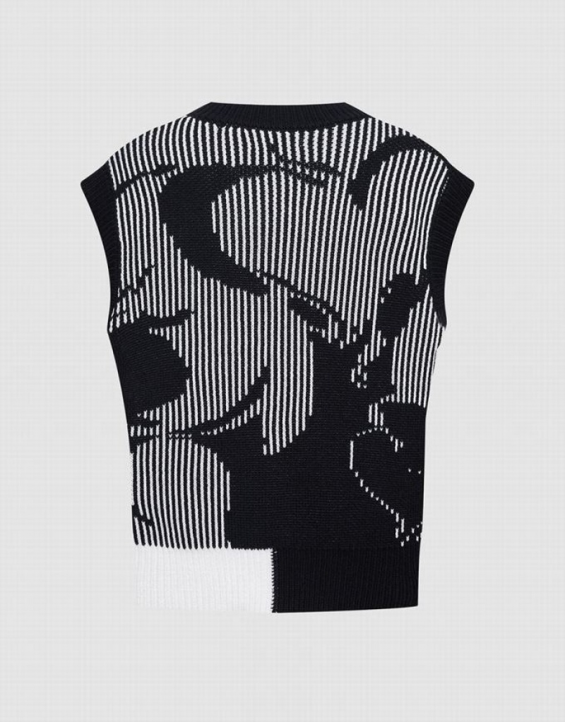 Black Urban Revivo Abstract Pattern Women's Tank Top | 58267GCRQ