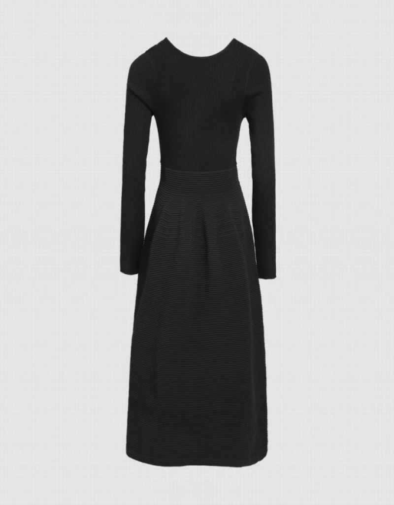 Black Urban Revivo Backless Midi Women's Knitted Dress | 19470JNRF