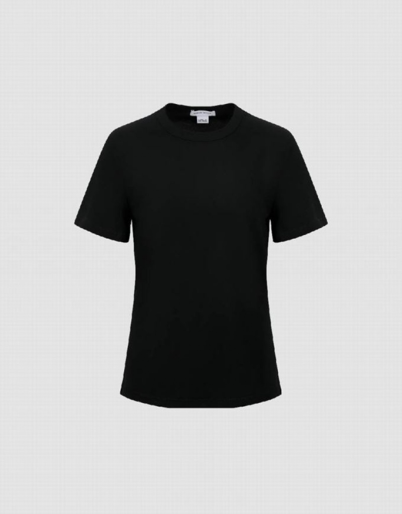 Black Urban Revivo Basic Crew Neck Women's T-Shirts | 18760NCIR