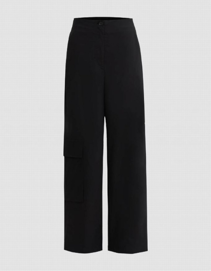 Black Urban Revivo Capri Wide-Leg Women's Pants | 56340LIDA