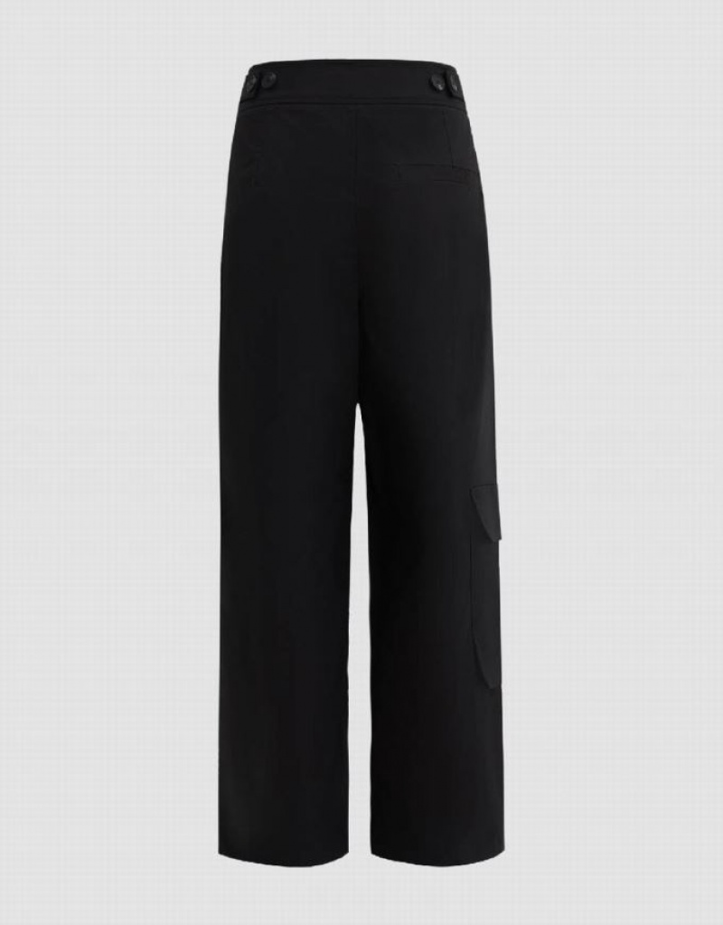 Black Urban Revivo Capri Wide-Leg Women\'s Pants | 56340LIDA