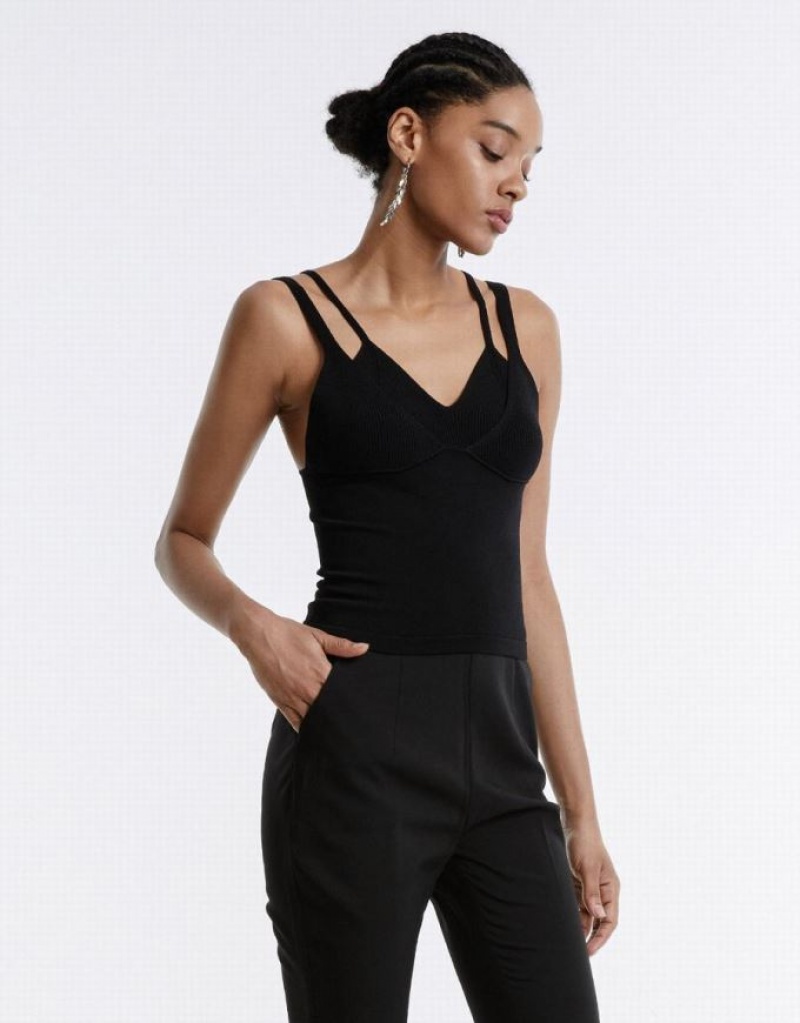 Black Urban Revivo Combination Women's Camisole | 95046IHEN