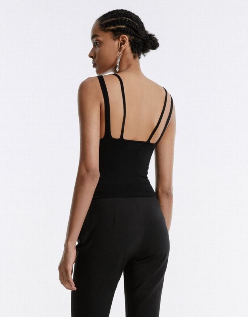 Black Urban Revivo Combination Women's Camisole | 95046IHEN