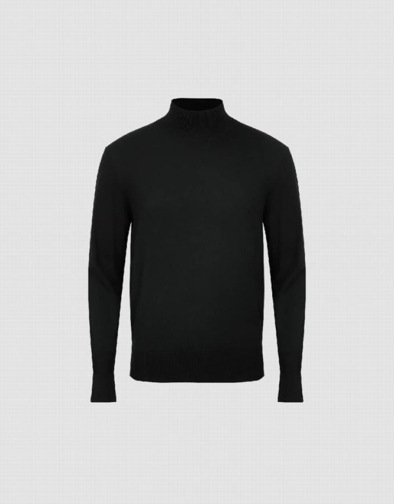 Black Urban Revivo Crew Neck Knitted Men's Cardigan | 92063RGUX