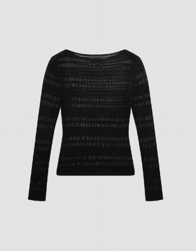 Black Urban Revivo Crew Neck Skinny Knitted Women's Cardigan | 30278SEZB