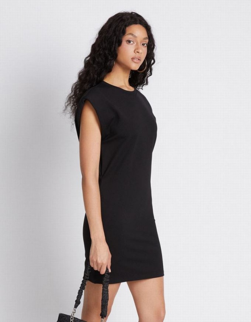 Black Urban Revivo Cut Out Back Sleeveless Women's Casual Dress | 86792AUZS