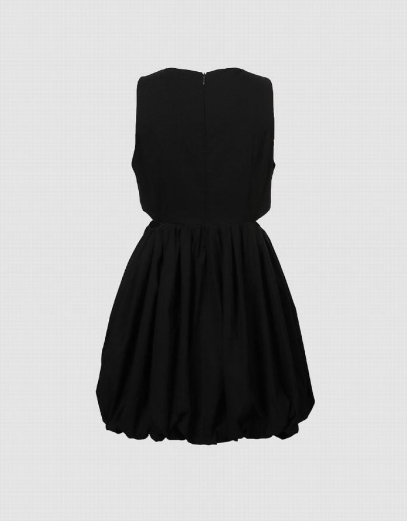 Black Urban Revivo Cut Out Detail Sleeveless Women's Casual Dress | 37916EYKD