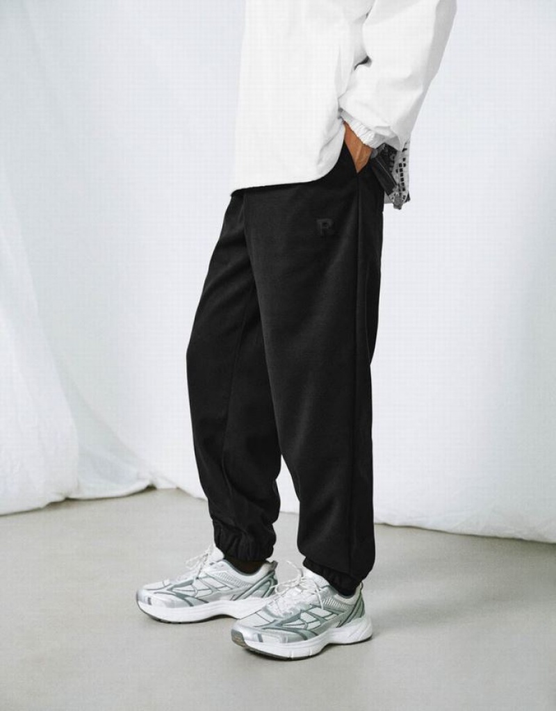 Black Urban Revivo Drawstring Waist Men's Joggers | 89162BIJY