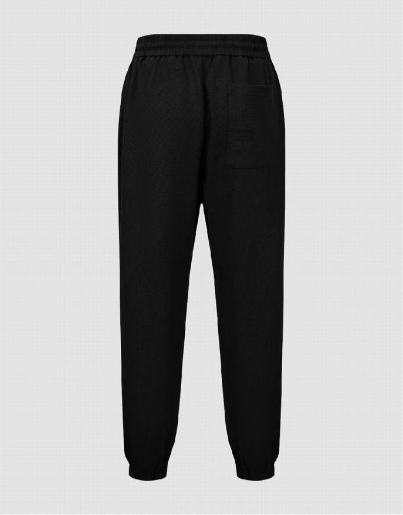 Black Urban Revivo Elastic Waist Knitted Men's Joggers | 40517TSGR