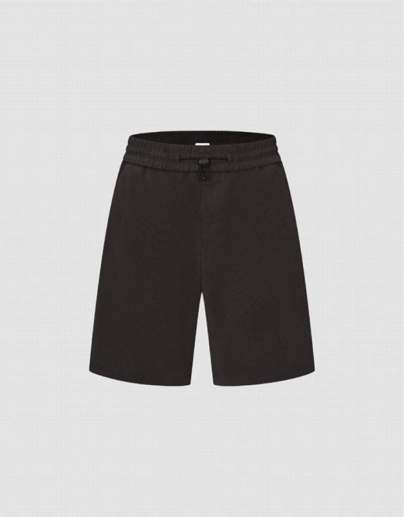 Black Urban Revivo Elastic Waist Loose Men's Shorts | 14592WFKZ