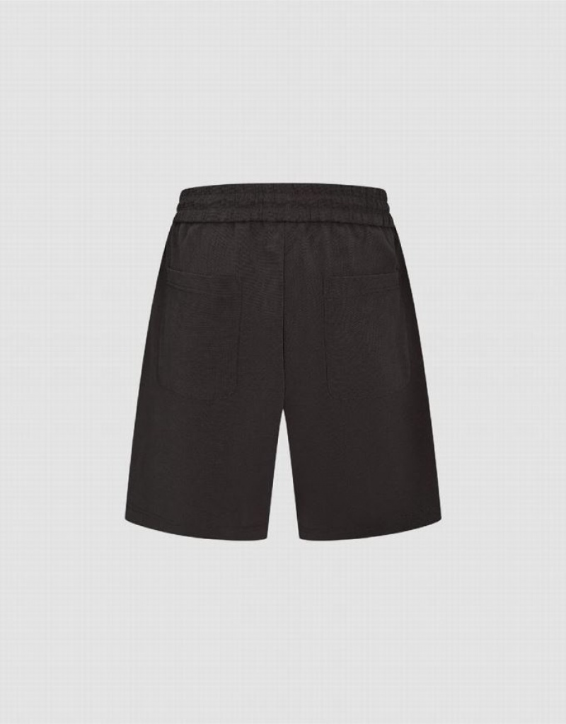 Black Urban Revivo Elastic Waist Loose Men's Shorts | 14592WFKZ