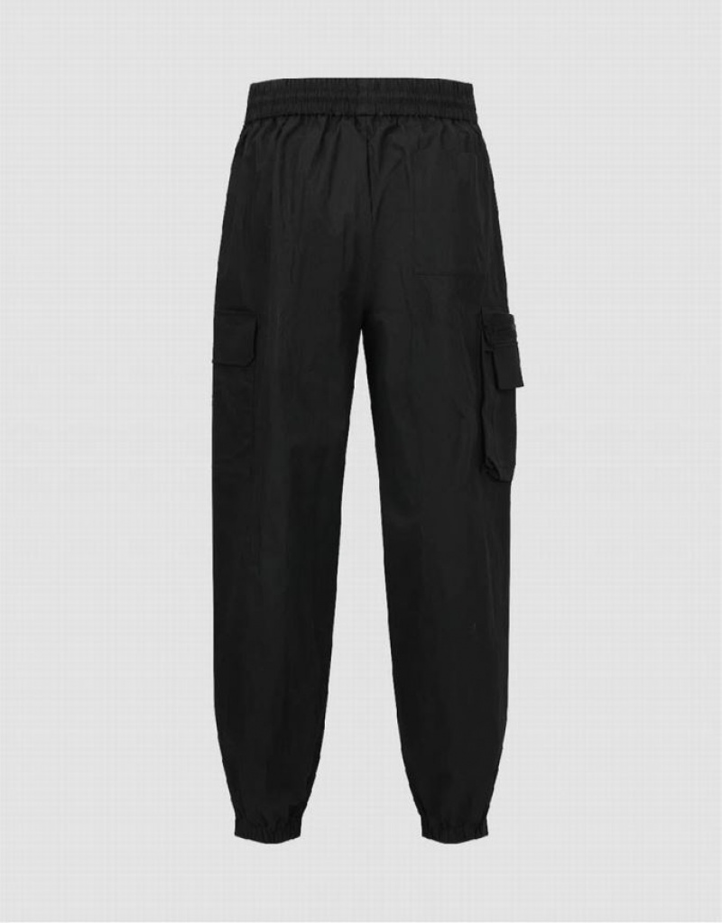 Black Urban Revivo Elastic Waist Men's Joggers | 26801UBQD