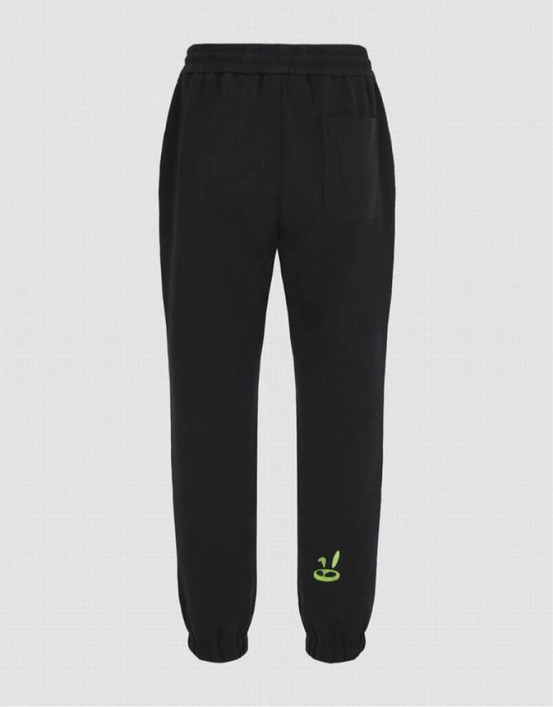 Black Urban Revivo Elastic Waist Men's Joggers | 81032RNOU