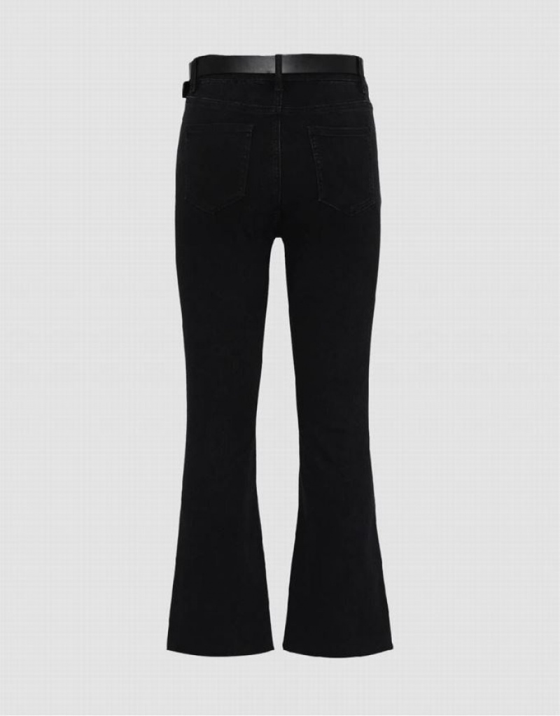 Black Urban Revivo Flare With Belt Women's Jeans | 81937NOJE