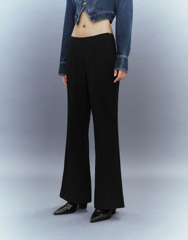 Black Urban Revivo Flare Women's Pants | 27418UALW