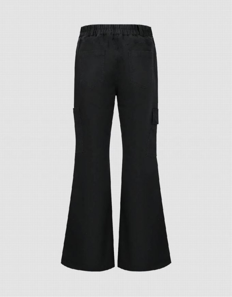 Black Urban Revivo Flare Women's Pants | 35761IRQP