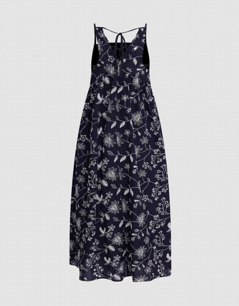 Black Urban Revivo Floral Sleeveless Midi Women's Midi Dress | 12068BJPU