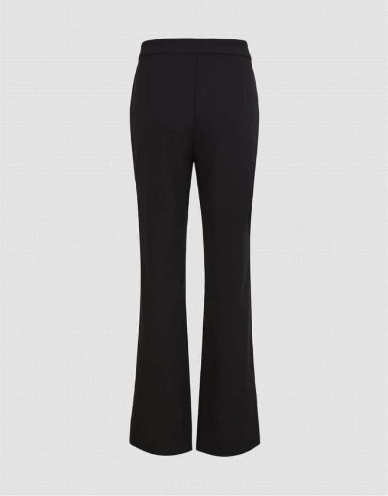 Black Urban Revivo Knitted Flare Women's Pants | 25613POEX