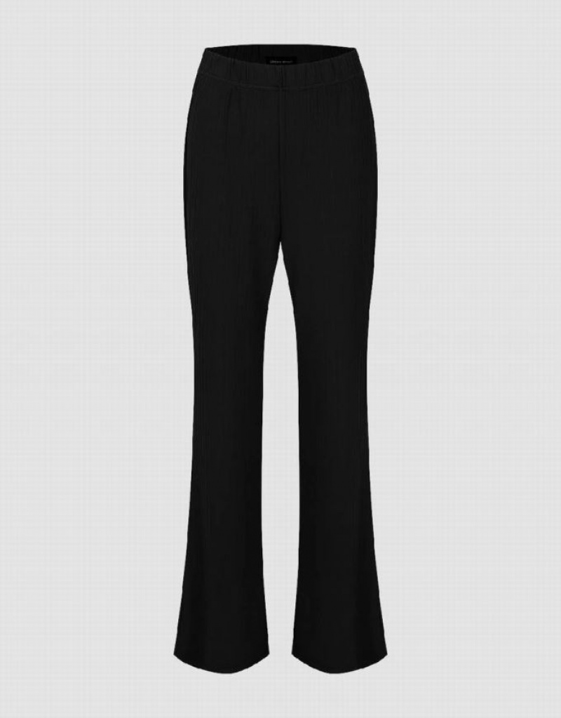 Black Urban Revivo Knitted Flare Women\'s Pants | 30152CXWK