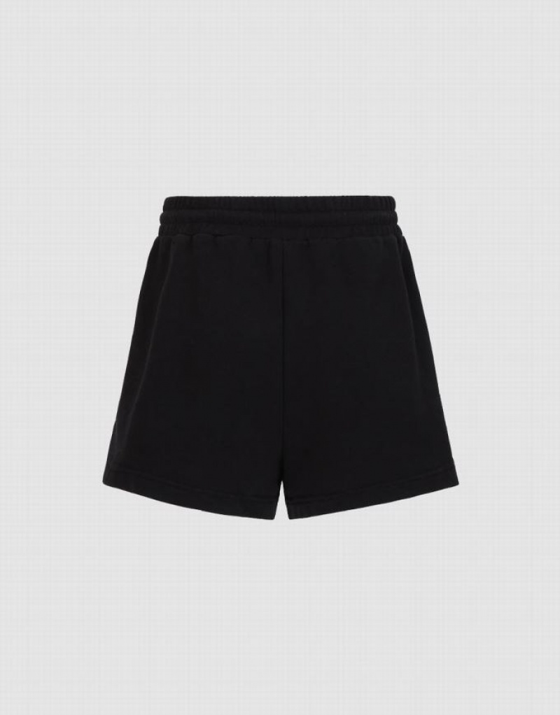 Black Urban Revivo Knitted Straight Women's Shorts | 14823MKBE