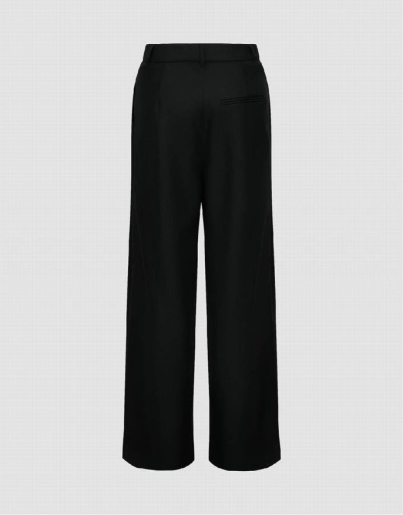 Black Urban Revivo Loose Straight Women's Pants | 82453DUOM