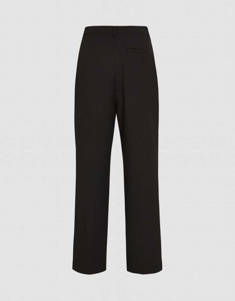 Black Urban Revivo Loose Straight Women's Pants | 23196RGXU