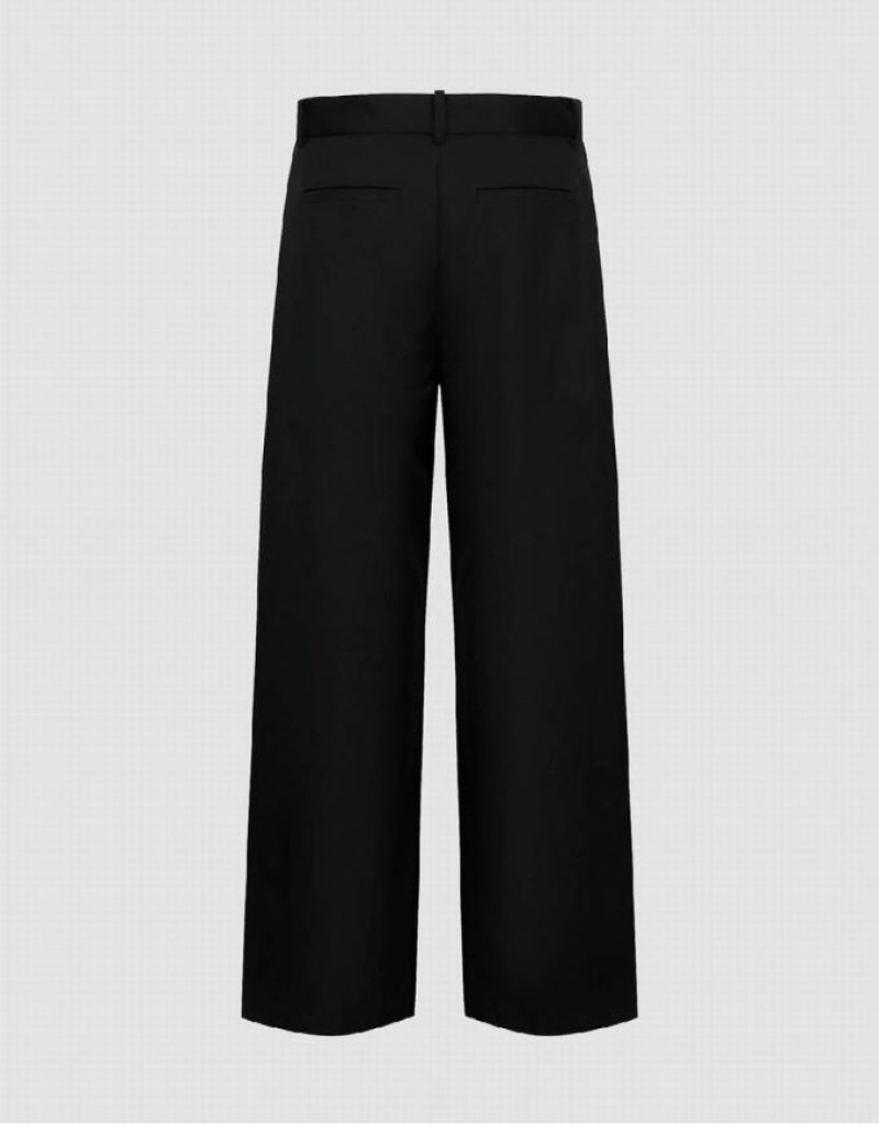 Black Urban Revivo Loose Wide-Leg Women's Pants | 02389ZVPJ