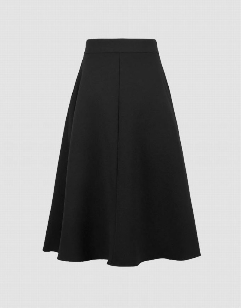 Black Urban Revivo Midi A-Line Women's Skirts | 97830WEHM