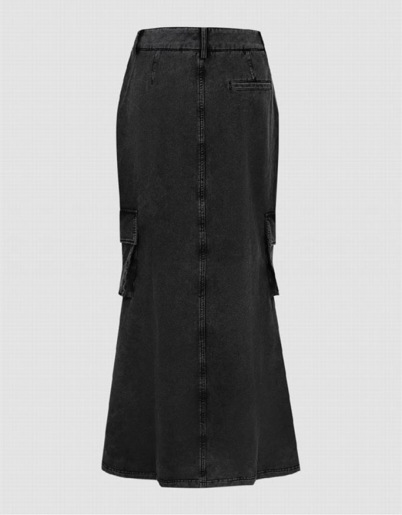 Black Urban Revivo Midi Fishtail Women's Skirts | 93820FGXU