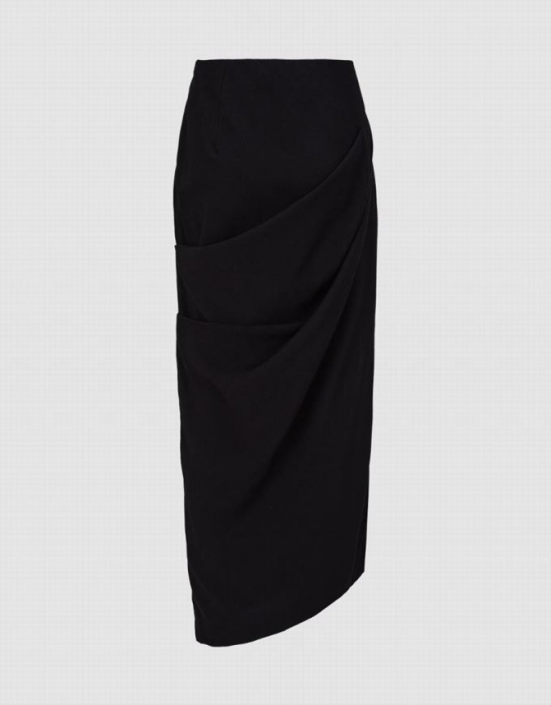 Black Urban Revivo Midi Skinny-Fit Women's Skirts | 76489YKPM