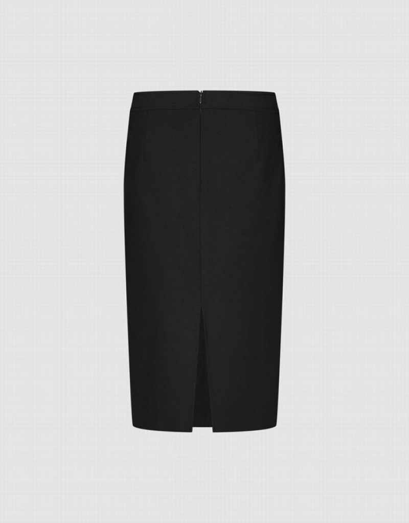 Black Urban Revivo Midi Straight Women's Skirts | 34012CASR