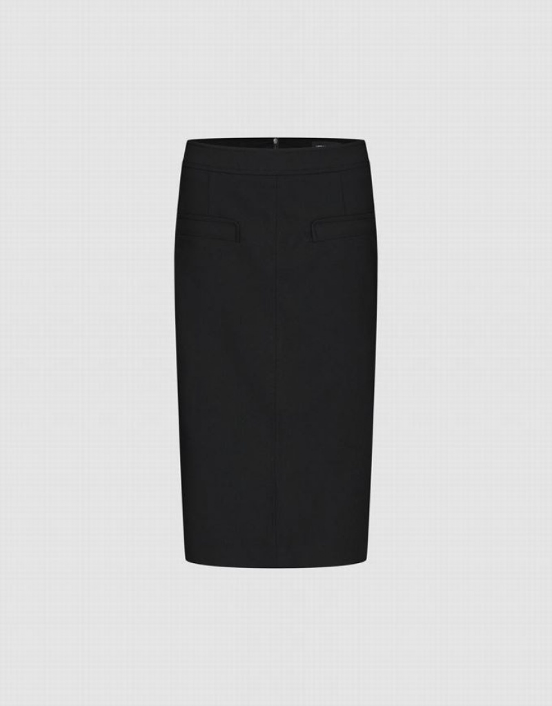 Black Urban Revivo Midi Straight Women\'s Skirts | 34012CASR