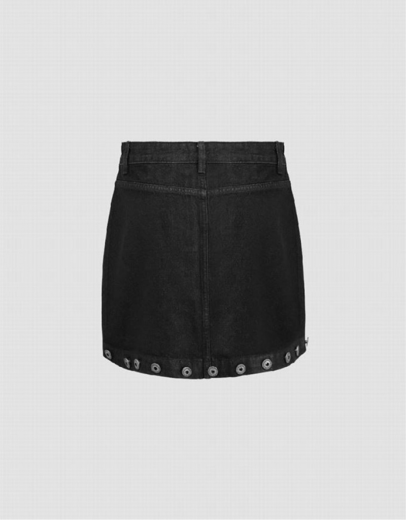 Black Urban Revivo Mini A-Line Women's Denim Skirt | 06947RWOY