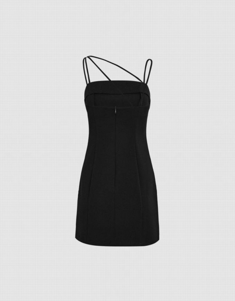 Black Urban Revivo Minimalistic Cami Mini Women's Mini Dress | 90385XQJO