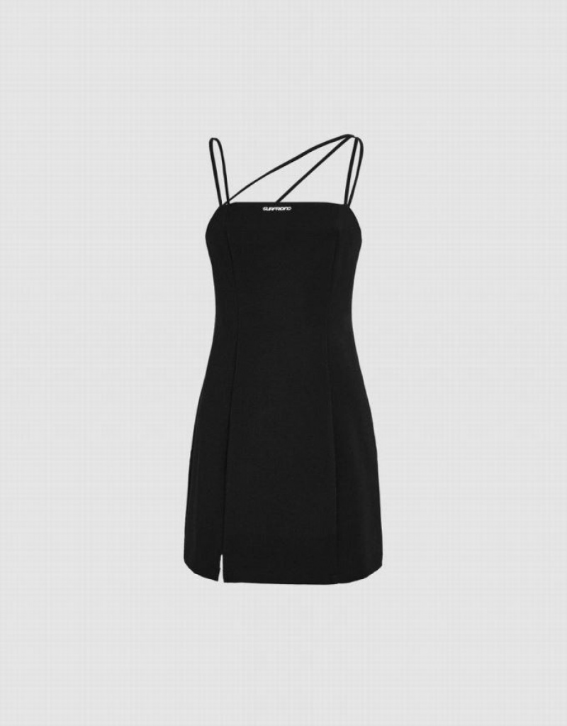 Black Urban Revivo Minimalistic Cami Mini Women\'s Mini Dress | 90385XQJO