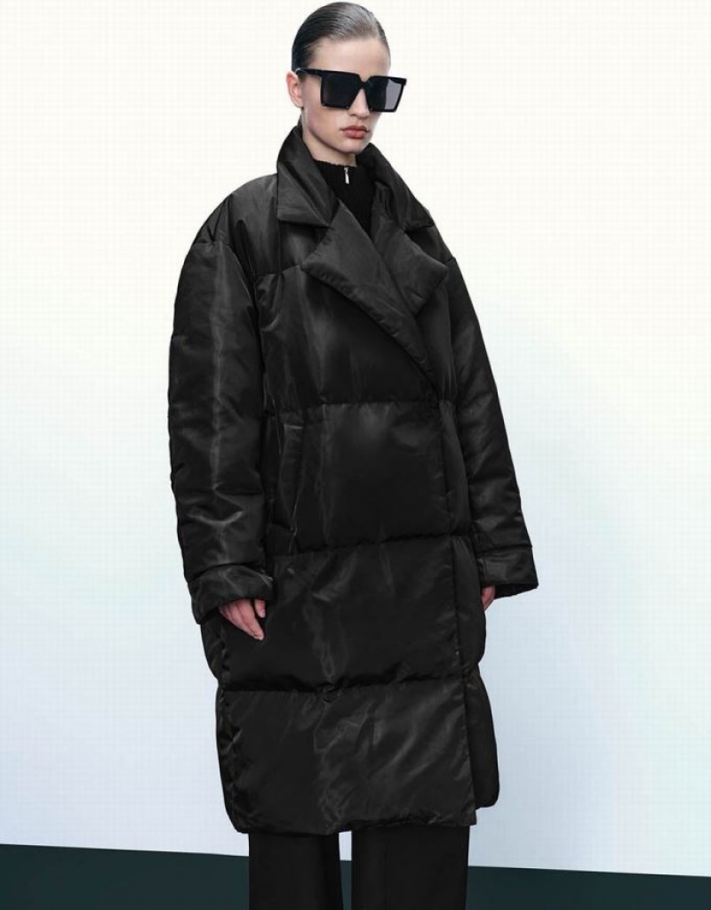 Black Urban Revivo Oversized Straight Women's Down Jackets | 17294YCHL