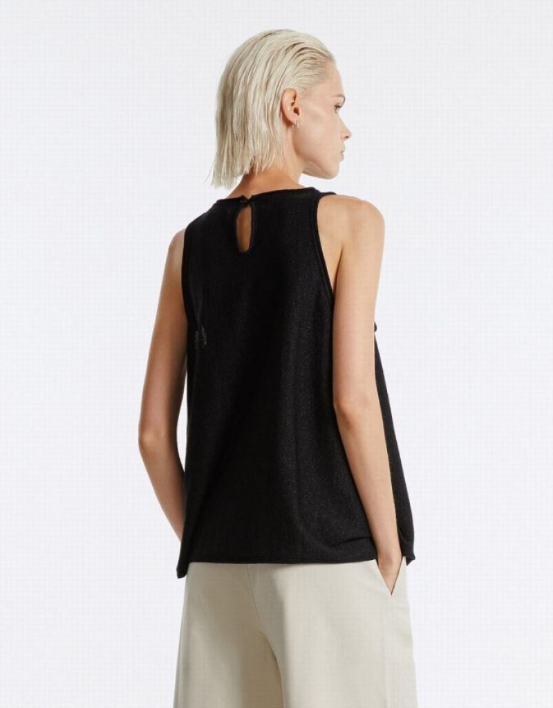 Black Urban Revivo Oversized Women's Tank Top | 65104FDPA