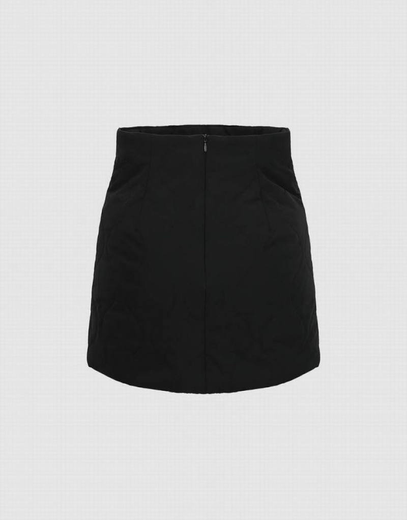 Black Urban Revivo Quilted Mini A-Line Women's Skirts | 09643VKRY