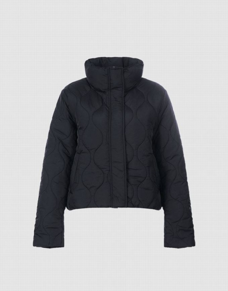 Black Urban Revivo Quilted Women's Puffer Jacket | 78035ESWF