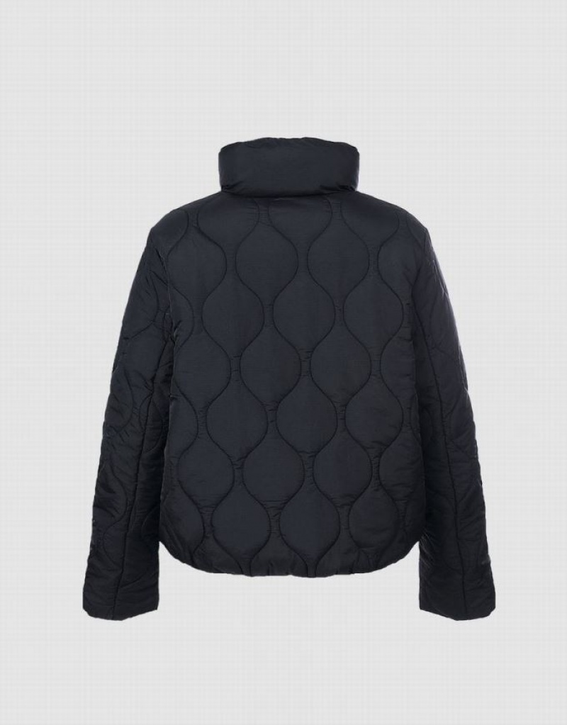 Black Urban Revivo Quilted Women's Puffer Jacket | 78035ESWF