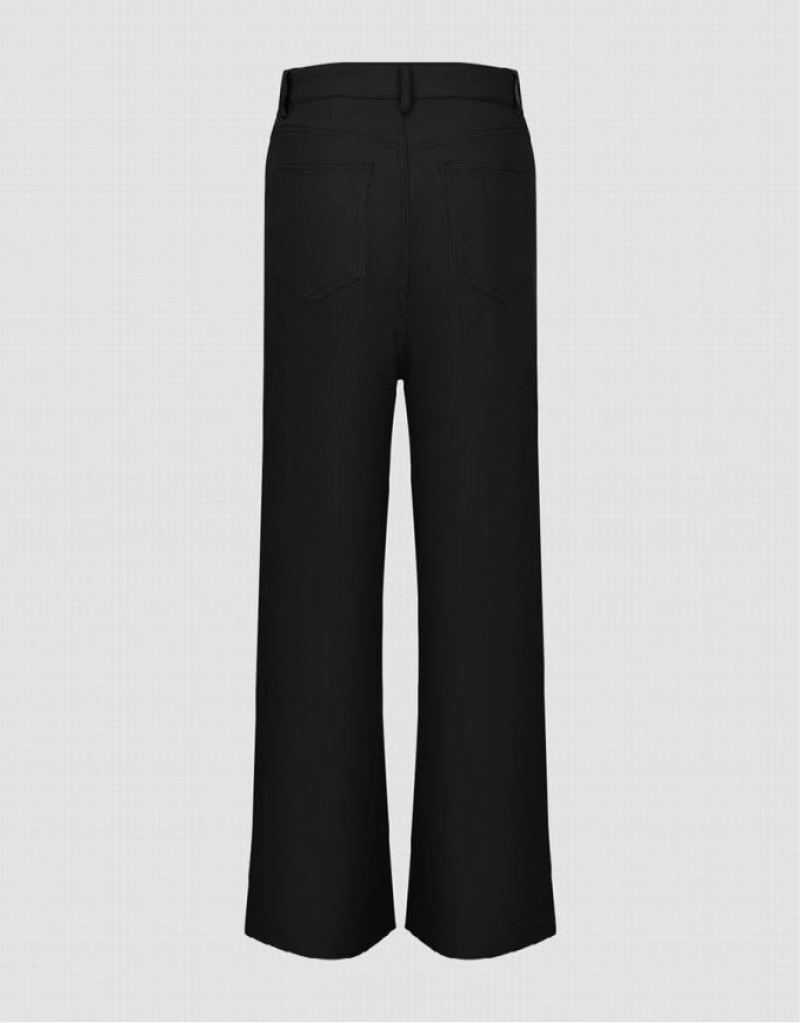 Black Urban Revivo Regular Flare Women's Pants | 74628DFAC