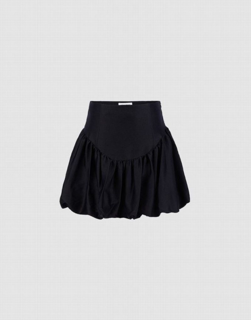 Black Urban Revivo Ruffle A-Line Women\'s Skirts | 17053MTPO