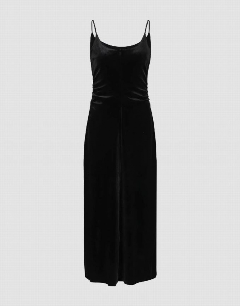 Black Urban Revivo Sleeveless Skinny Women's Knitted Dress | 94281LKWA