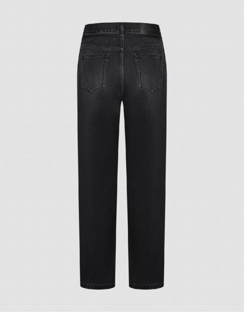 Black Urban Revivo Straight Men's Jeans | 19023YZHP