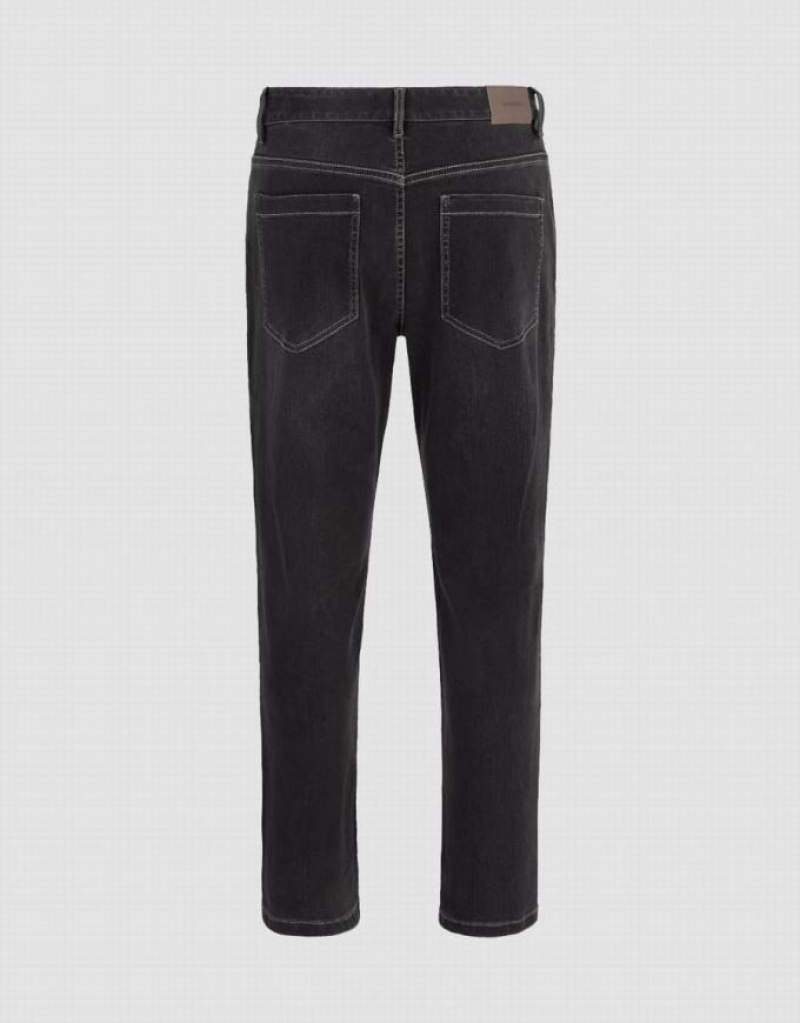 Black Urban Revivo Straight Men's Jeans | 97615UNKQ