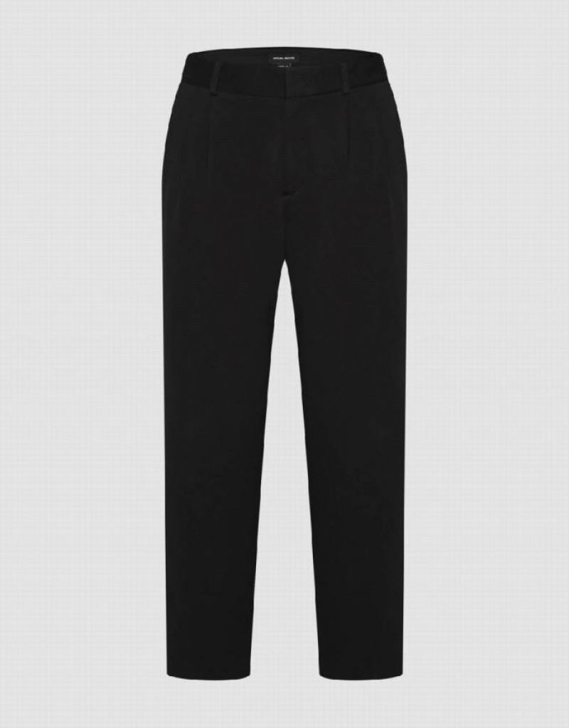 Black Urban Revivo Straight Men\'s Pants | 45873ZIPW