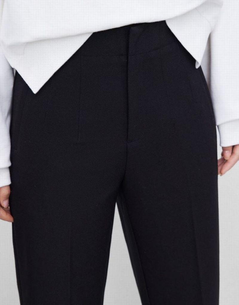 Black Urban Revivo Straight Tailored Women's Pants | 58924ENQZ