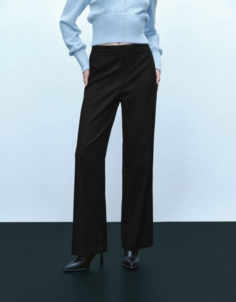 Black Urban Revivo Straight Women's Pants | 20314BFMW